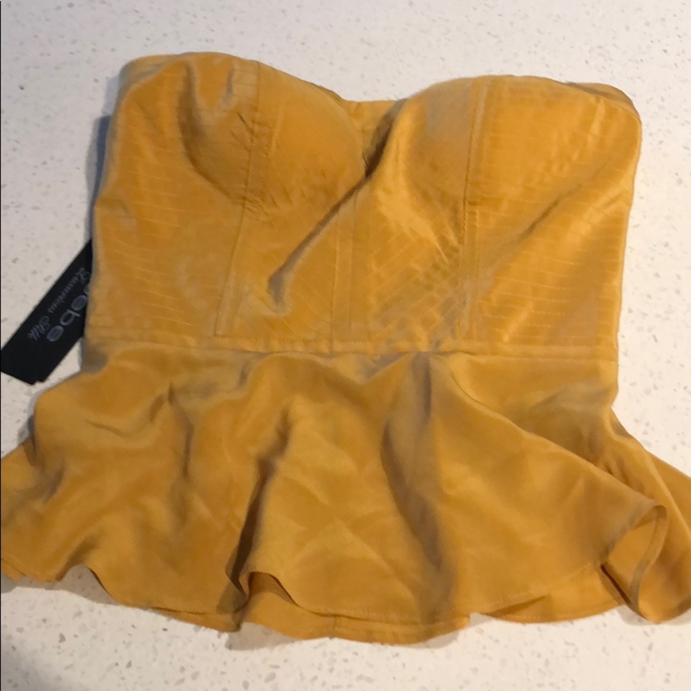 Bebe Mustard yellow strapless top
